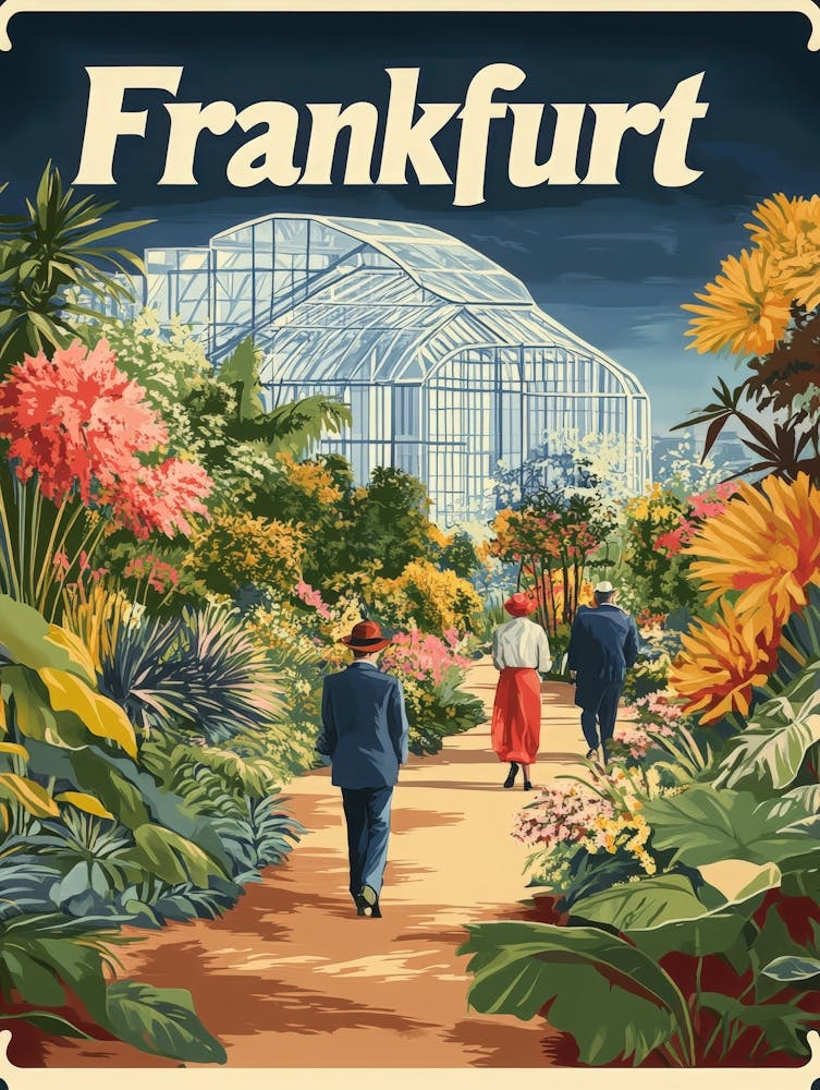 Aihrgdesign A Retro Travel Poster For Frankfurt 1