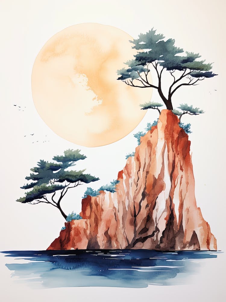 Watercolour Of Navagio Beach (Shipwreck Beach)   Zakynthos Greece 3