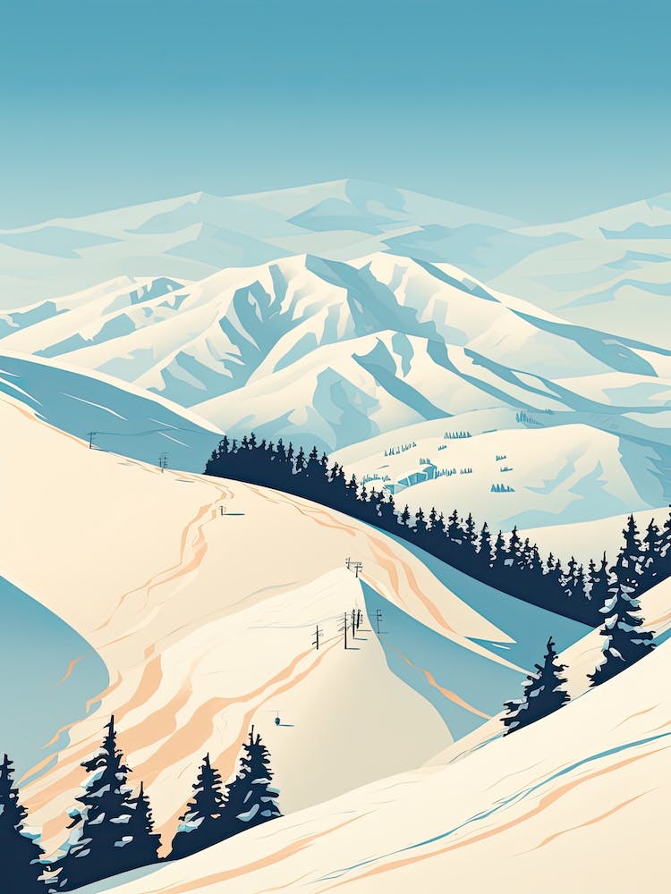 Niseko   Hokkaido, Japan, Ski Resort Illustration 2 Simple Style