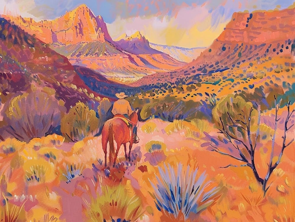 Cowboy-Gemälde Zion National Park Utah 5