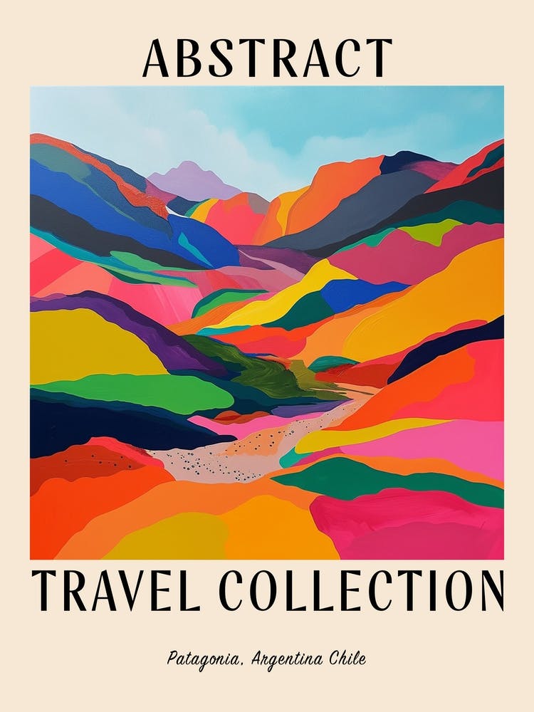 Abstract Travel Collection Poster Patagonia Argentina Chile 4