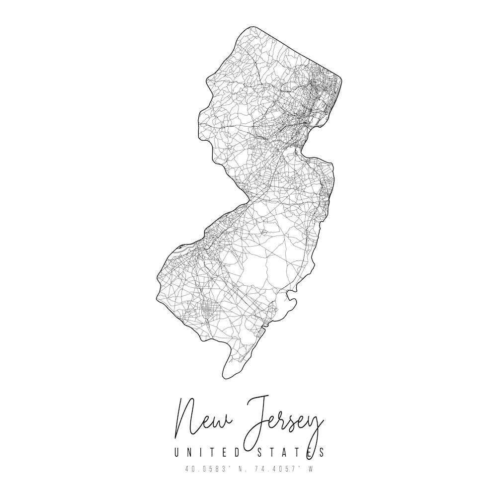 New Jersey Minimal Street Map Square