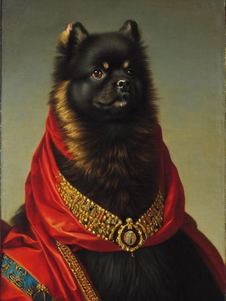 Pomeranian Renaissance Portrait Oil Painting