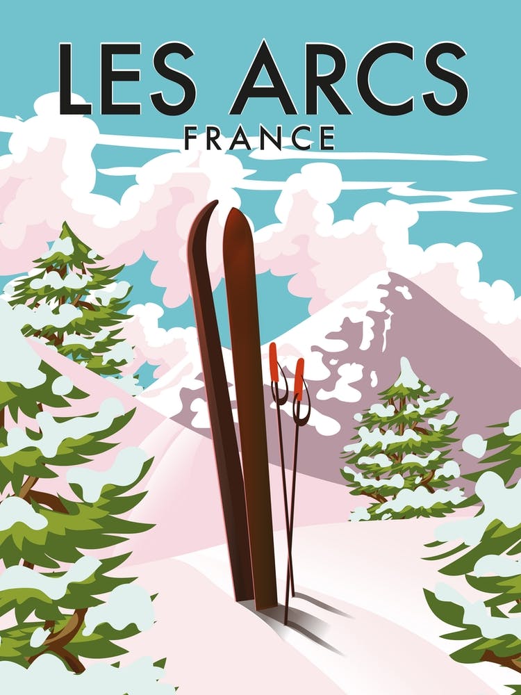 Les Arcs France Ski travel poster