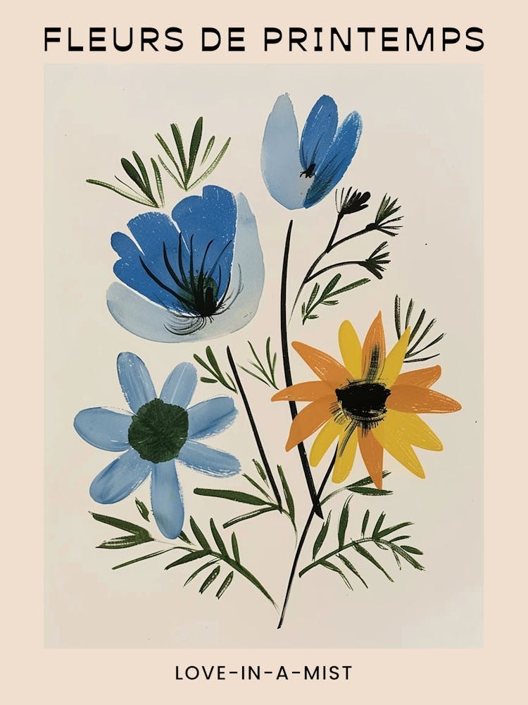 Spring Floral French Poster  Love In A Mist 1
