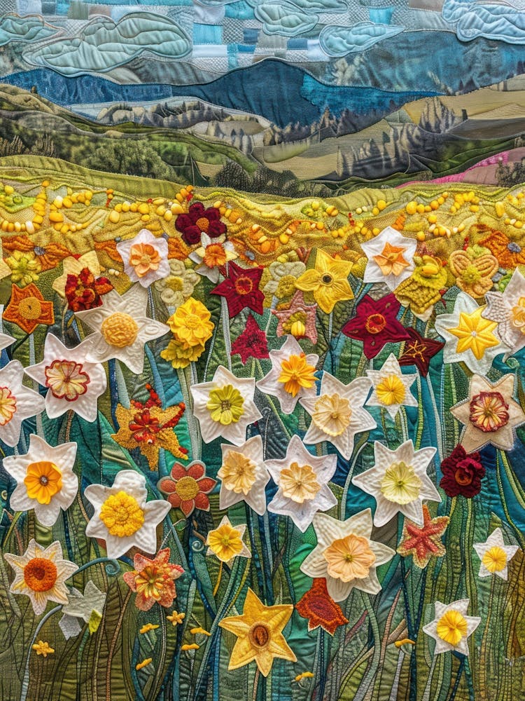 Daffodils Field Knitted In Crochet 3