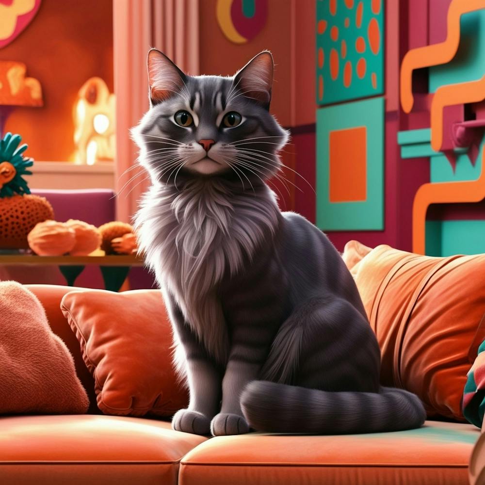 Cat Sitting On Couch 2
