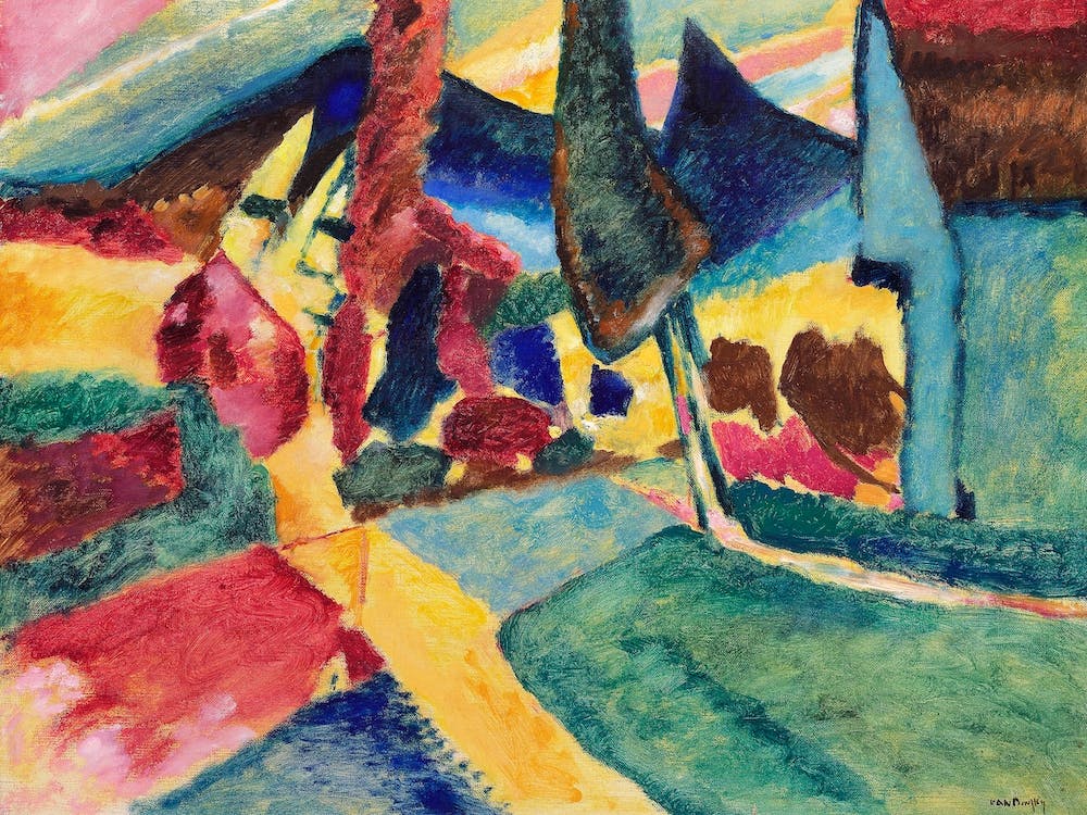 Landscape With Two Poplars, Wassily Kandinsky