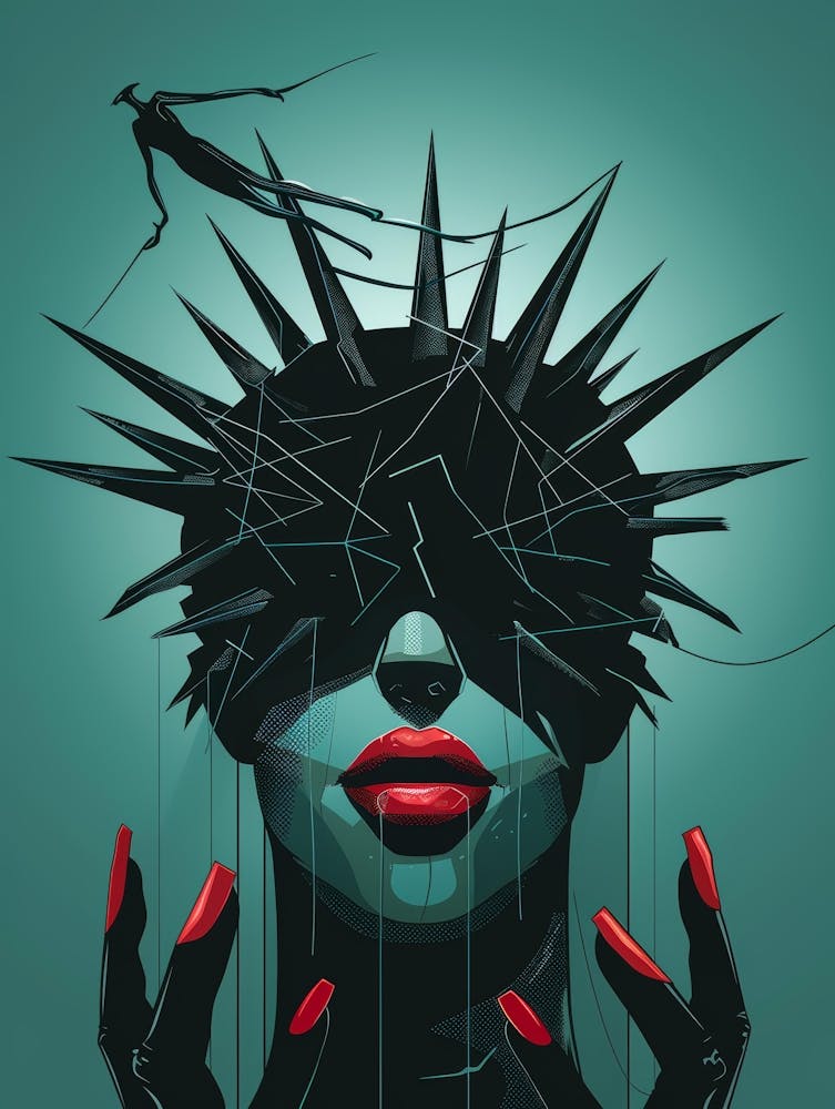 Woman With Spikes On Her Head