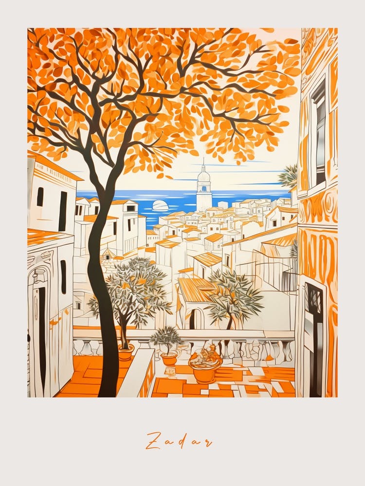 Zadar Croatia 2 Orange Drawing Poster