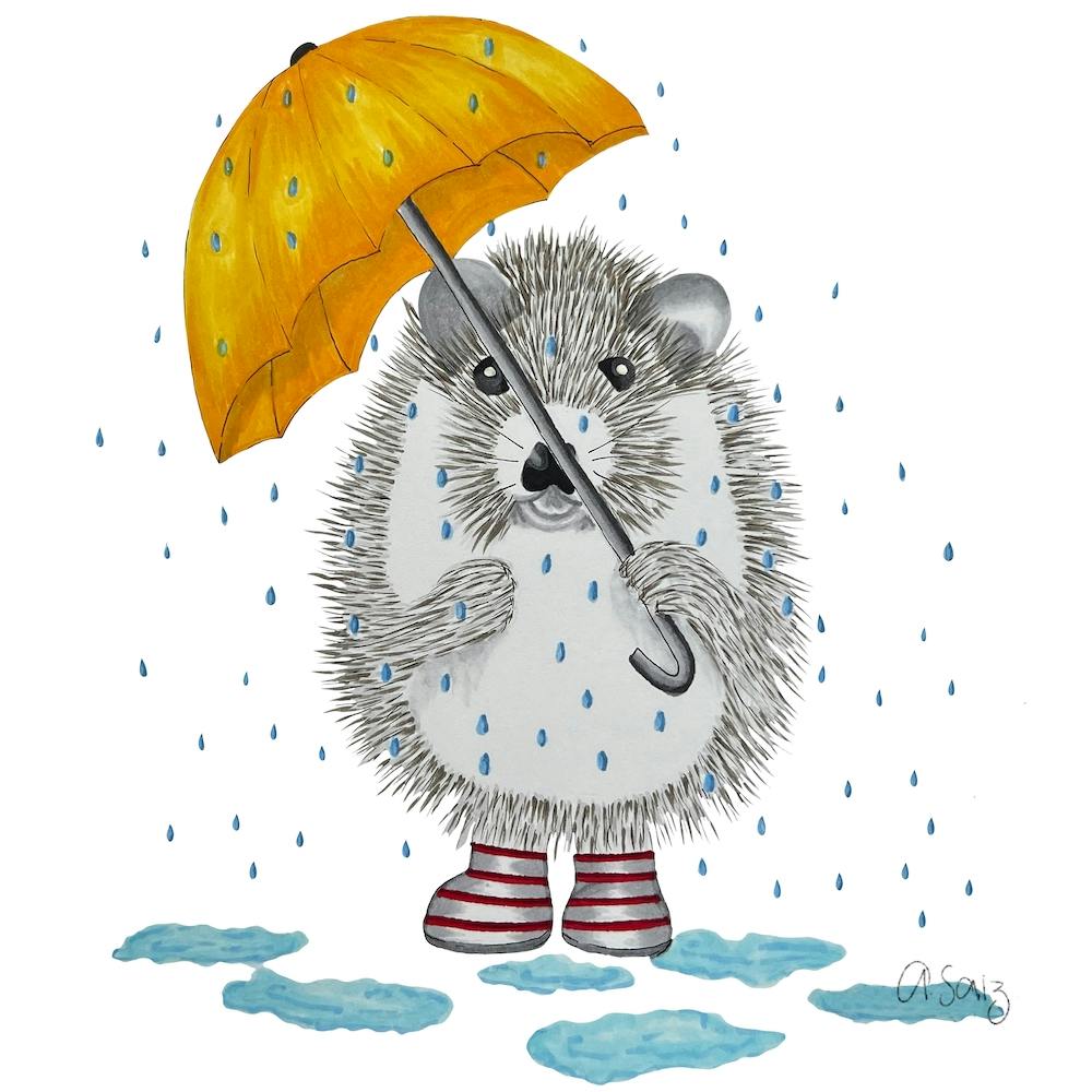 Hedgehog In The Rain. 1