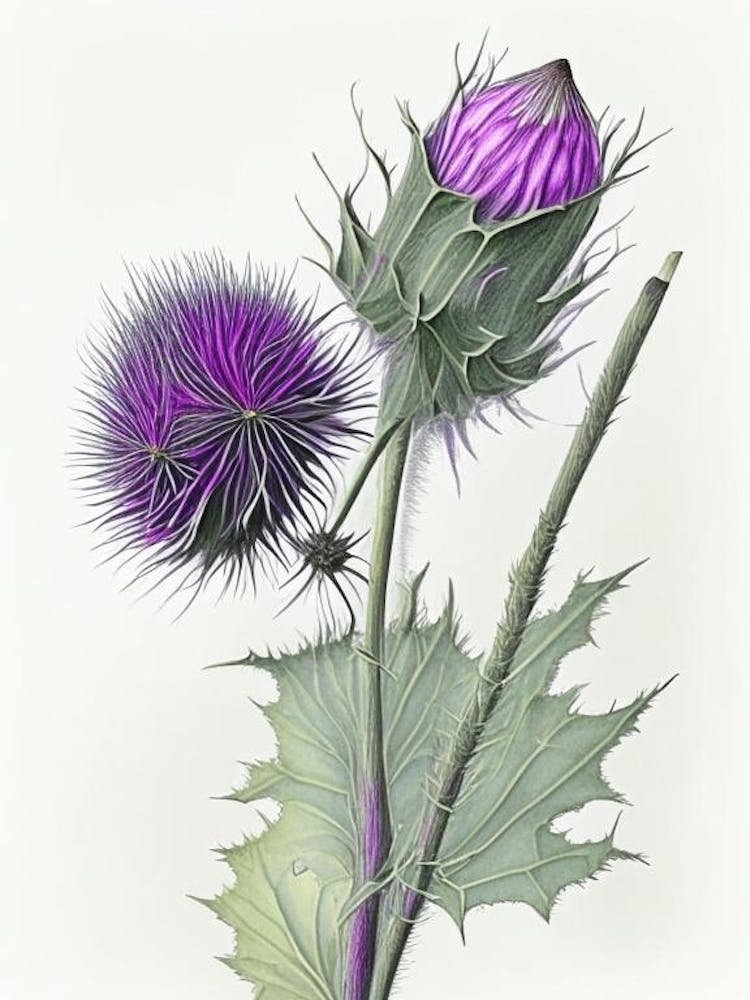 Milk Thistle Herb Pencil Colour
