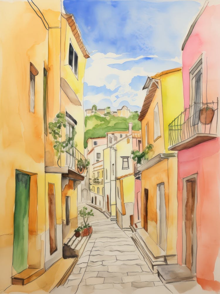 Reggio Calabria, Italy Watercolour Streets 4