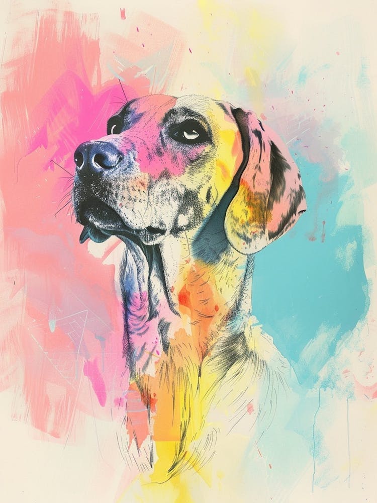 Pastell-Aquarell Jagdhund Strichillustration 2