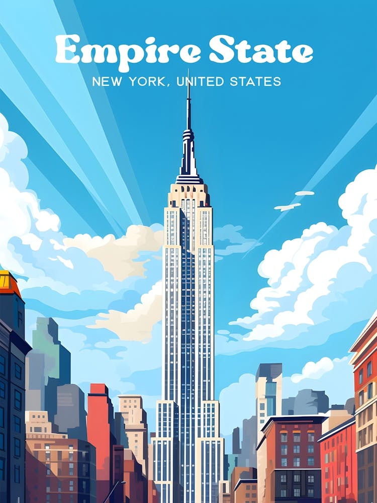 Empire State New York Skyline Modern Travel Art