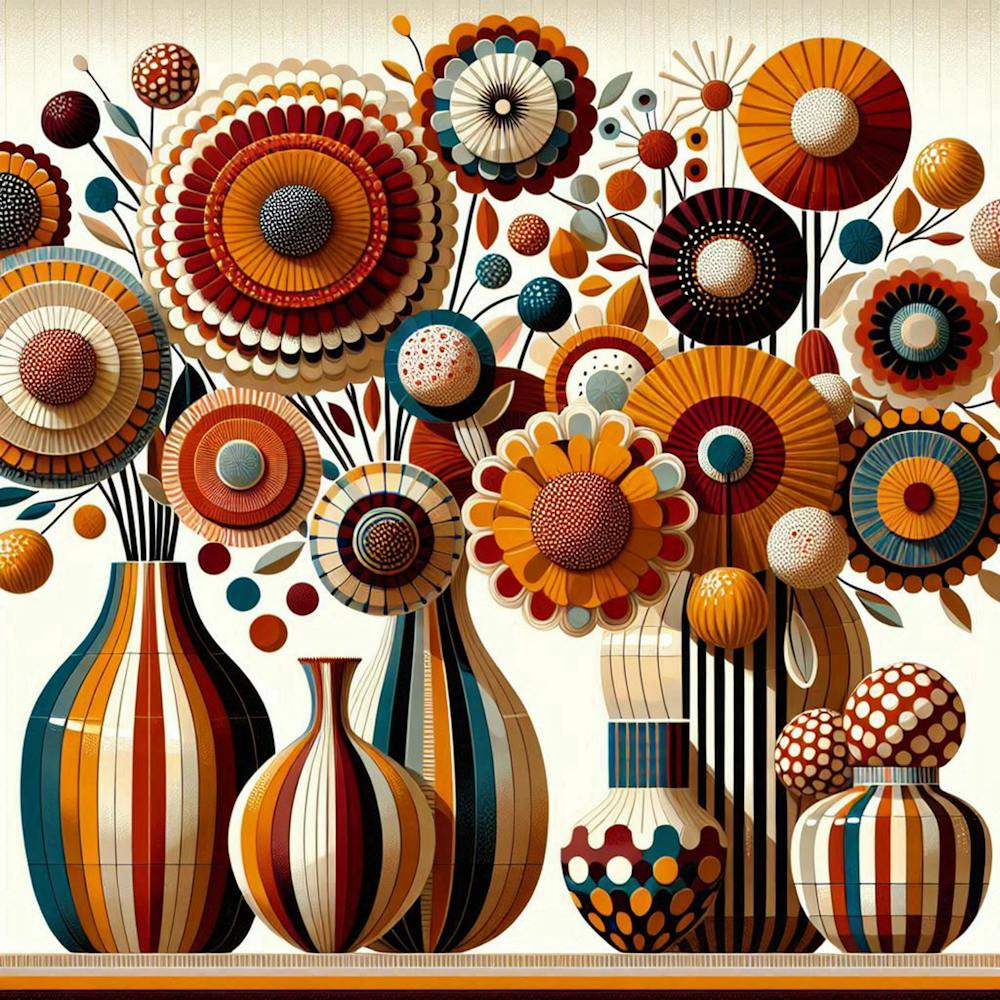 Warm Dotty Flowers In A Vase 5