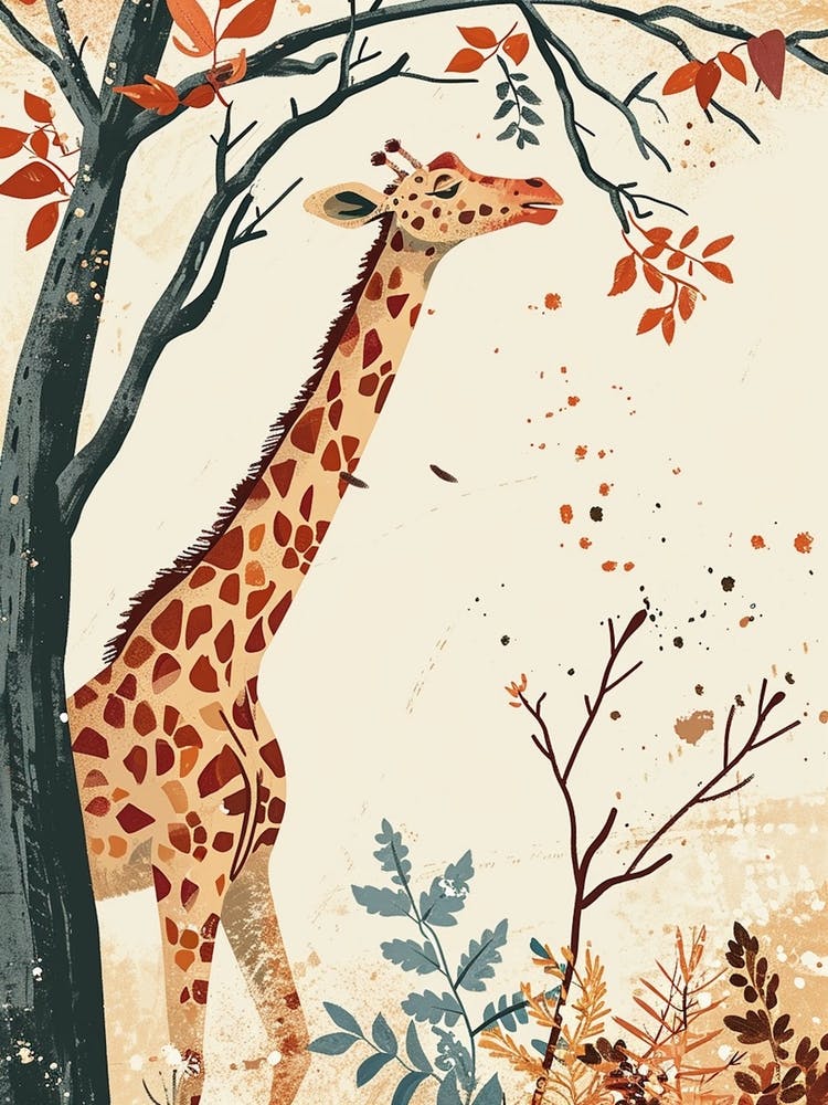 Giraffe Reaching Up To The Leaves 4