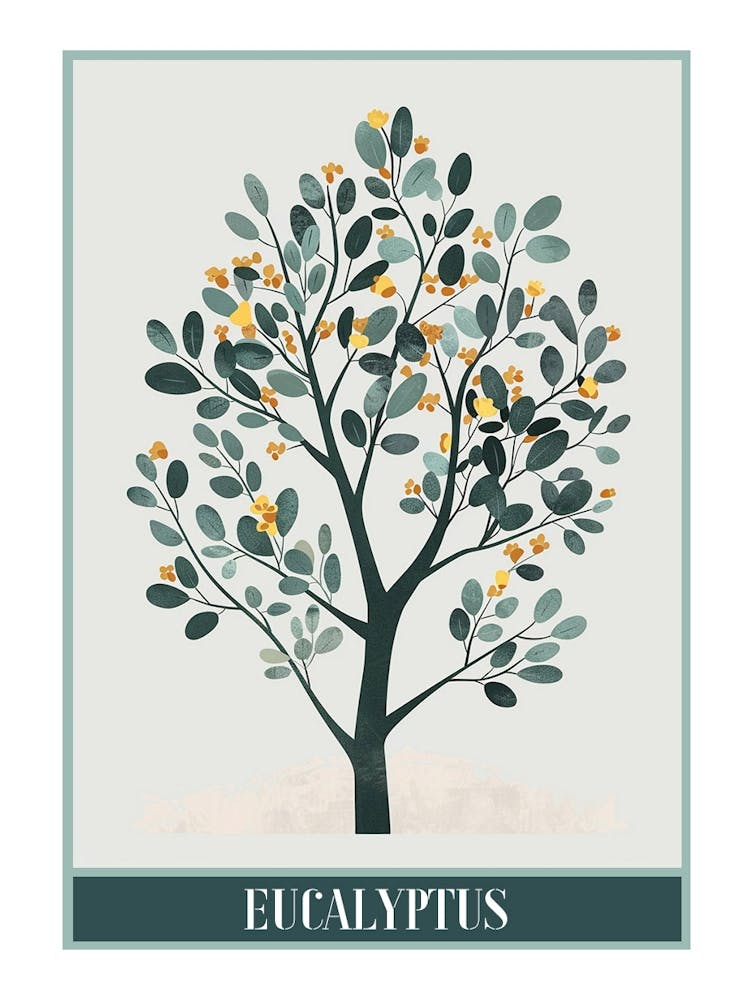 Eucalyptus Tree Illustration Flat 3 Poster