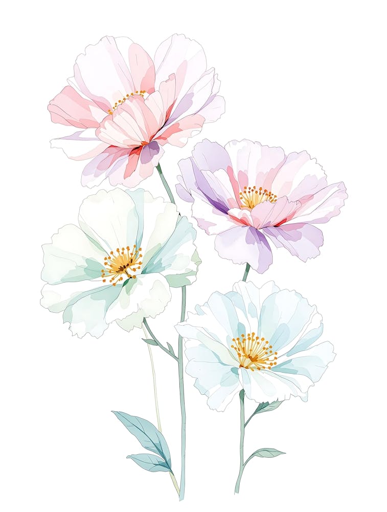 Tranquil Blooming Garden in Delicate Pastels