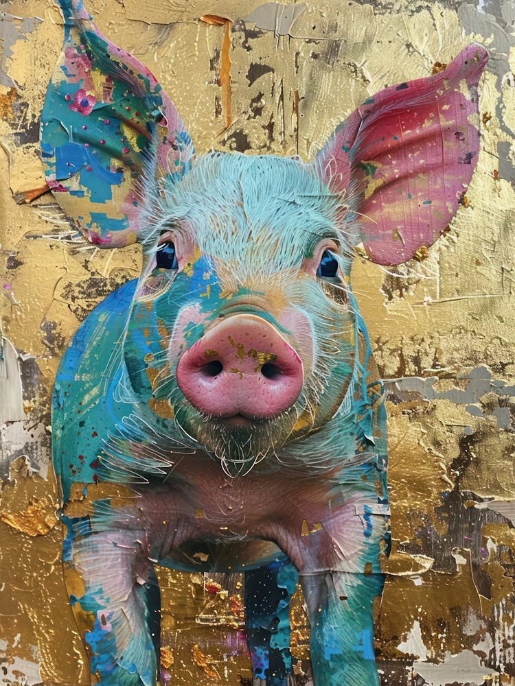 Piglet Gold Effect Collage 4