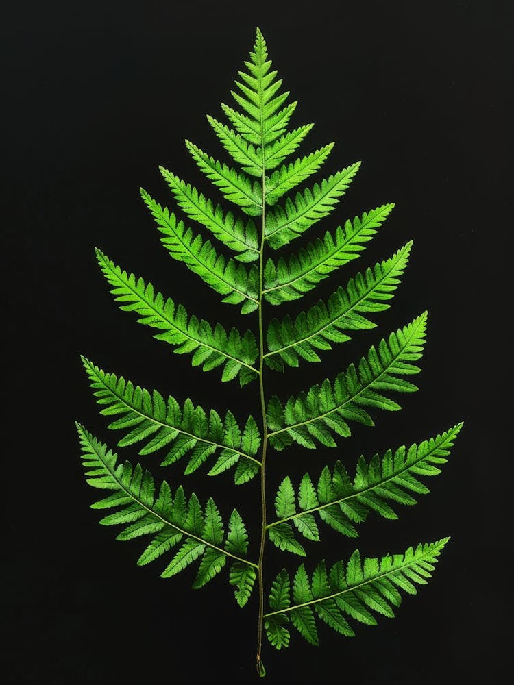 Fern Leaf On Black Background