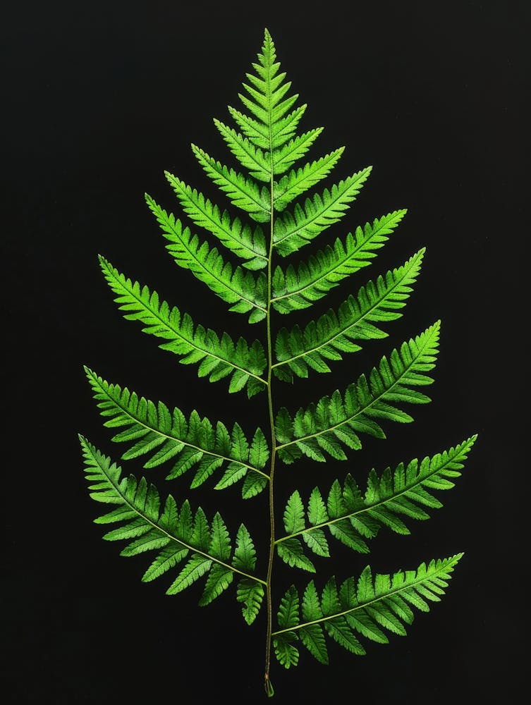 Fern Leaf On Black Background