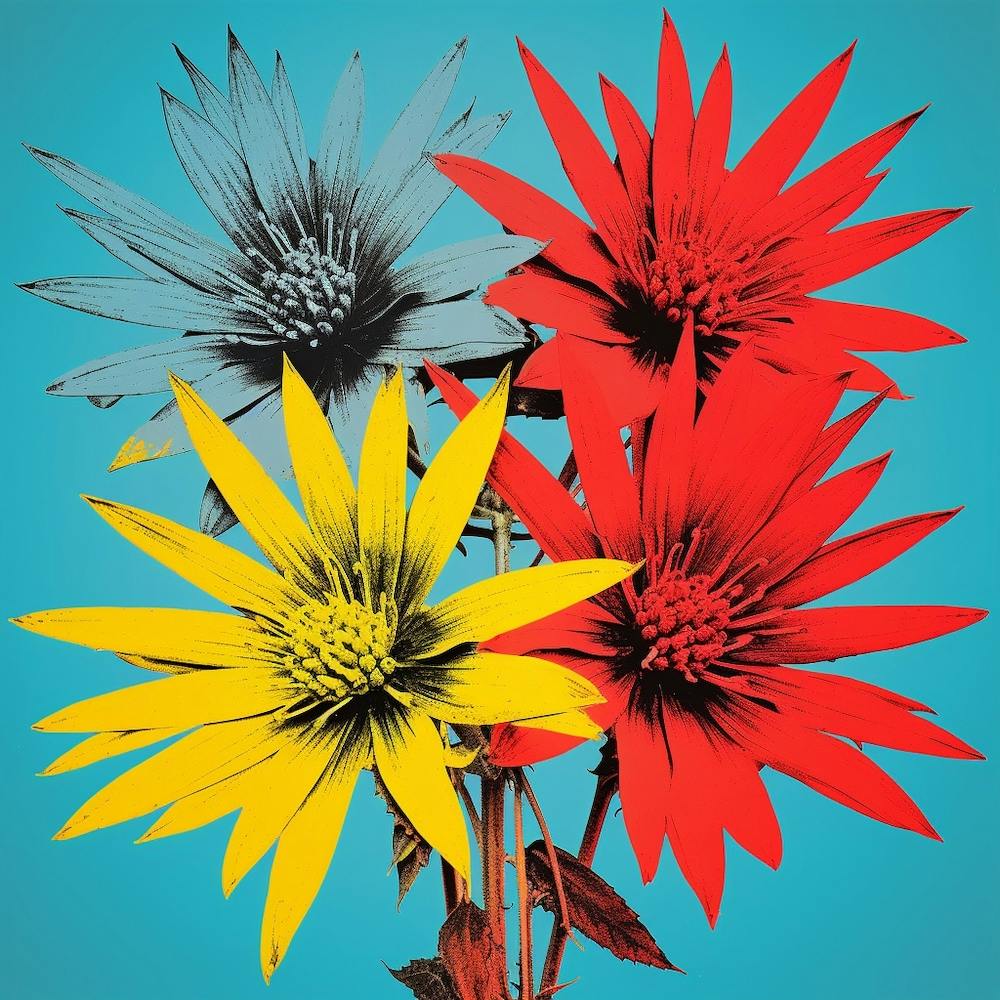 Andy Warhol Style Pop Art Flowers Edelweiss 4 Square