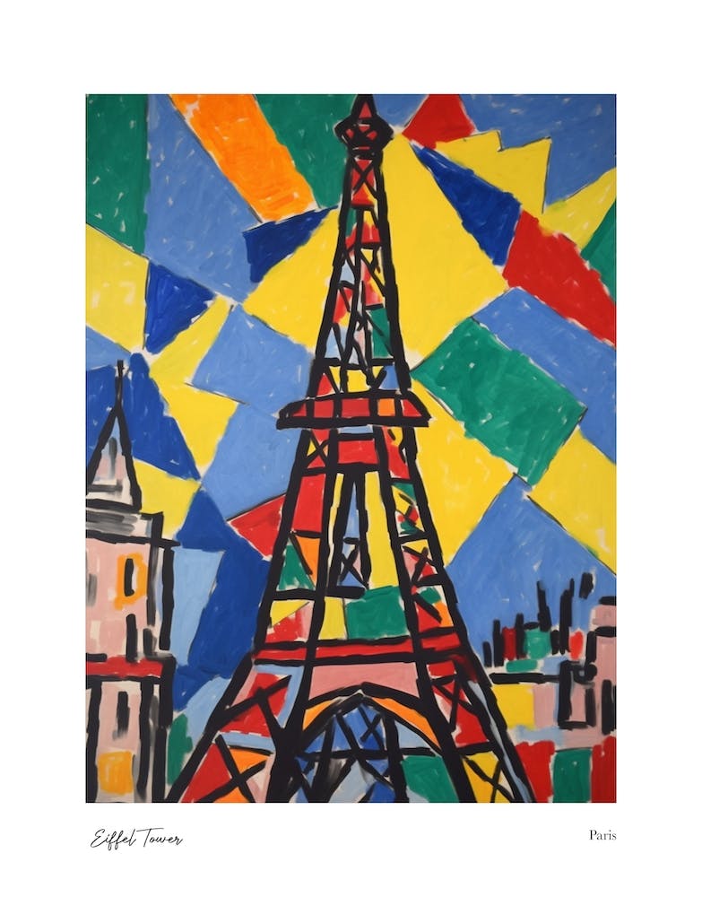 Eiffel Tower Paris Matisse Style 2 Watercolour Travel Poster