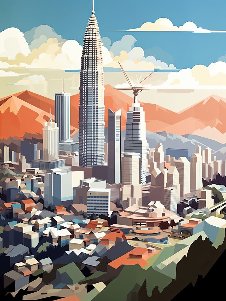 Kuala Lumpur, Malaysia, Geometric Illustration 3