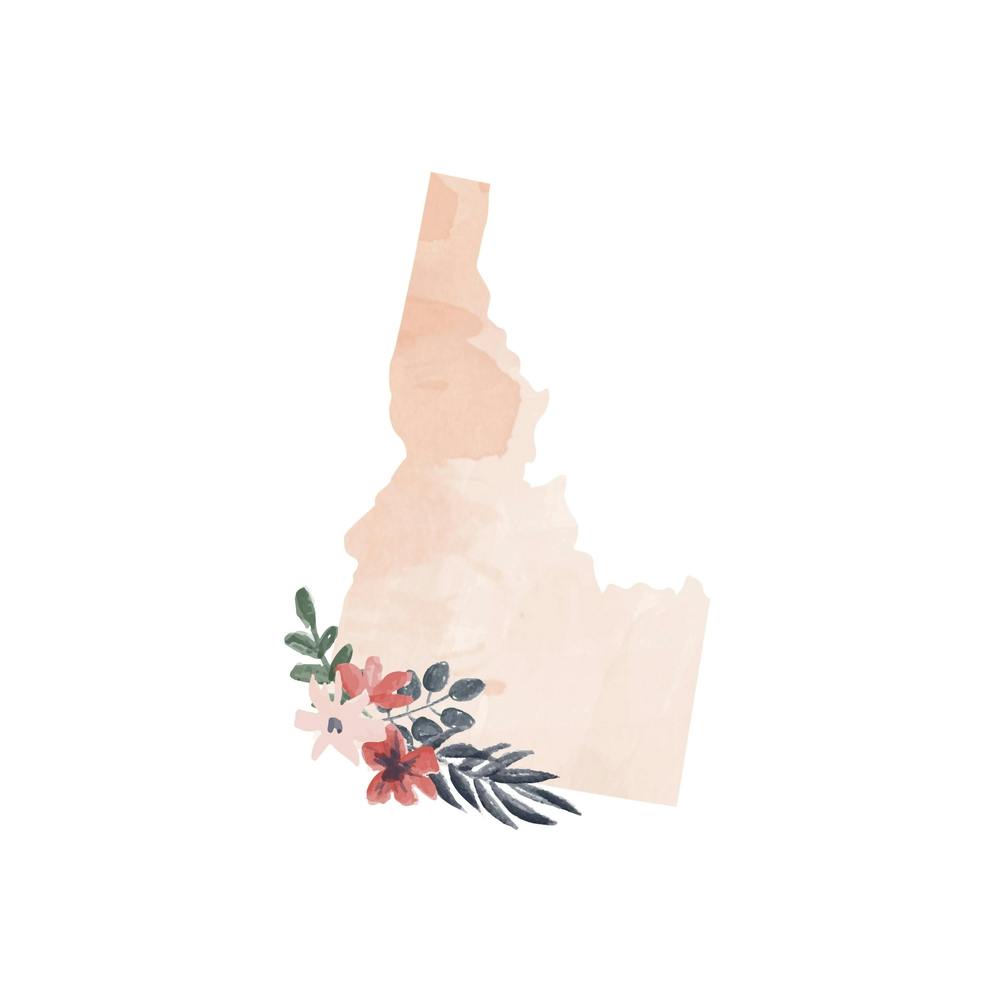 Idaho Watercolor Floral State