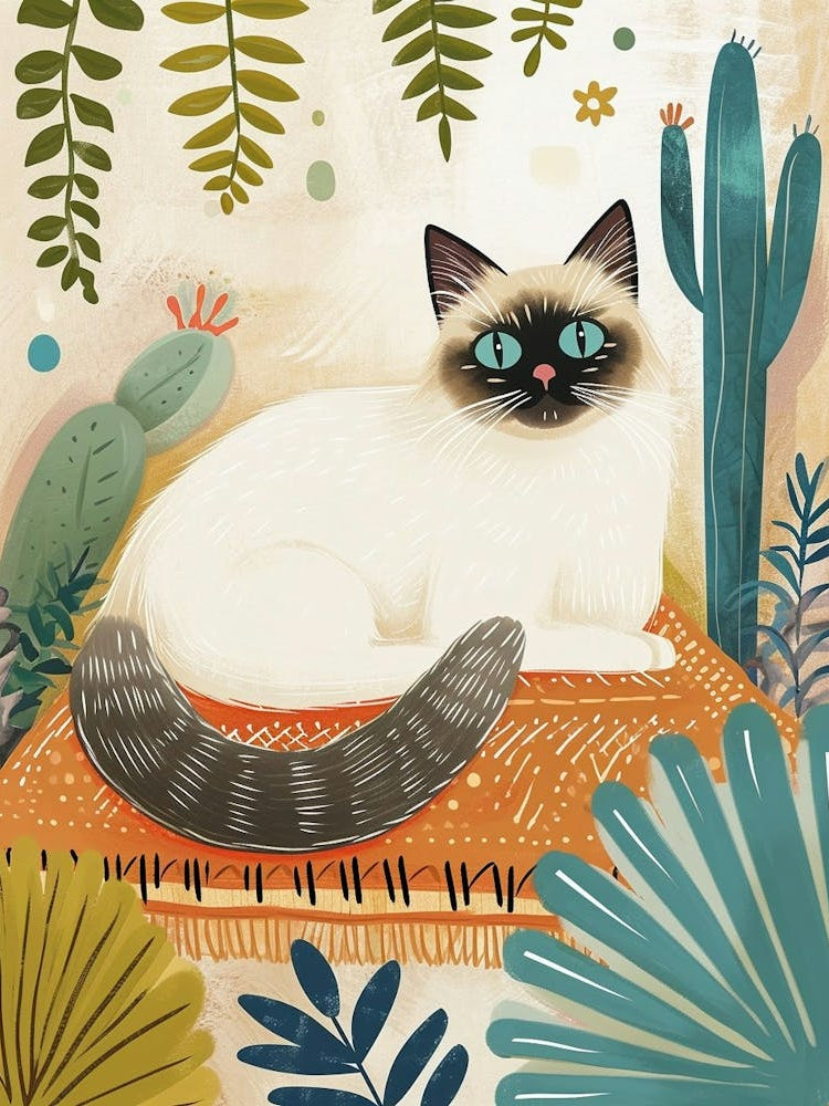 Birman Cat Storybook Illustration 2