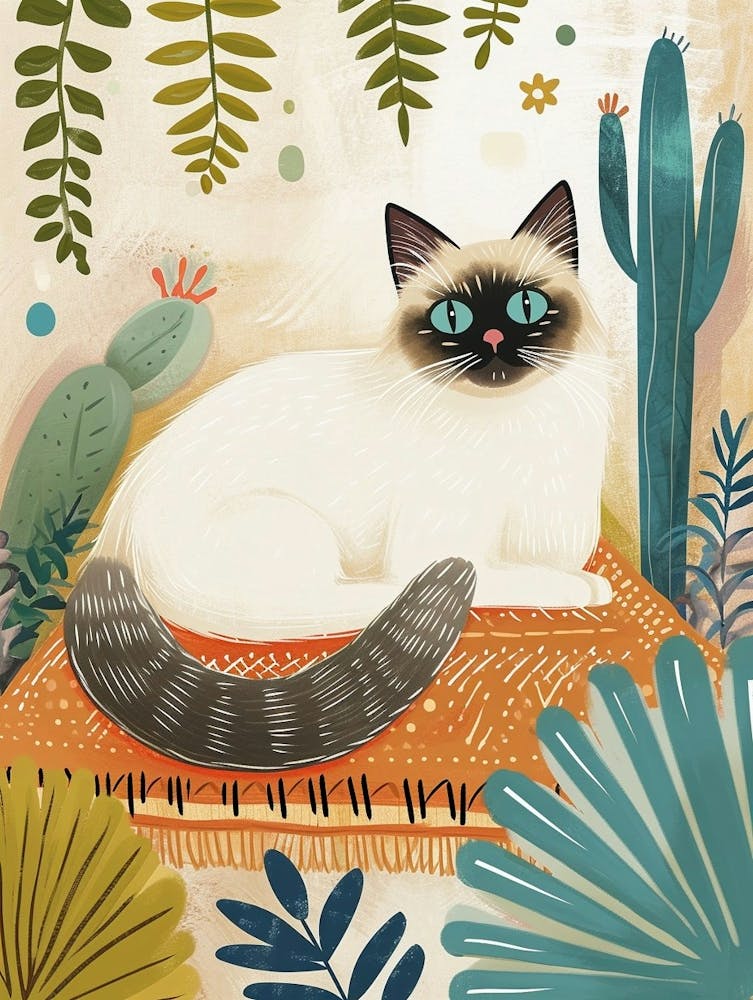 Birman Cat Storybook Illustration 2