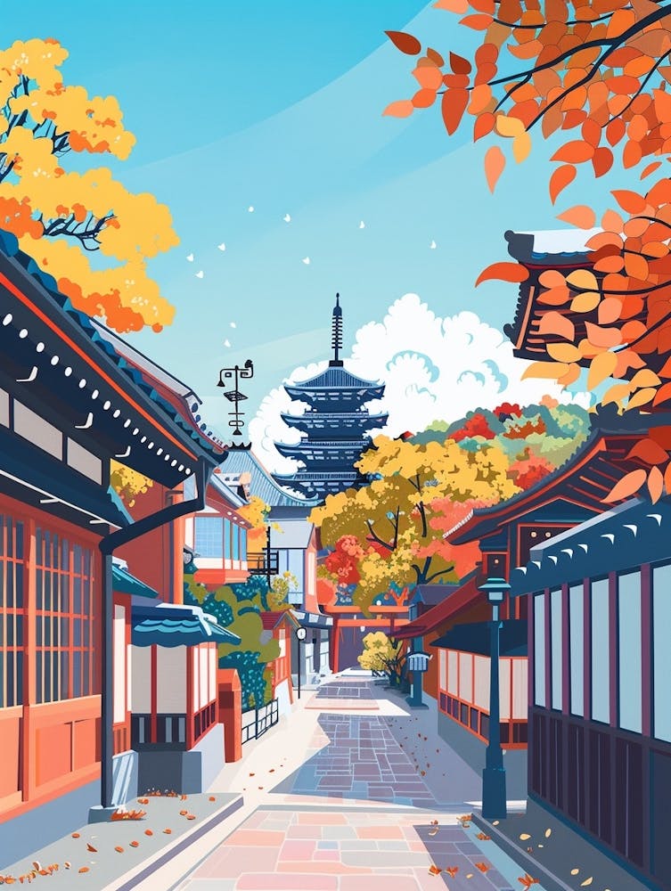 Nara Japan 1 Colourful Illustration