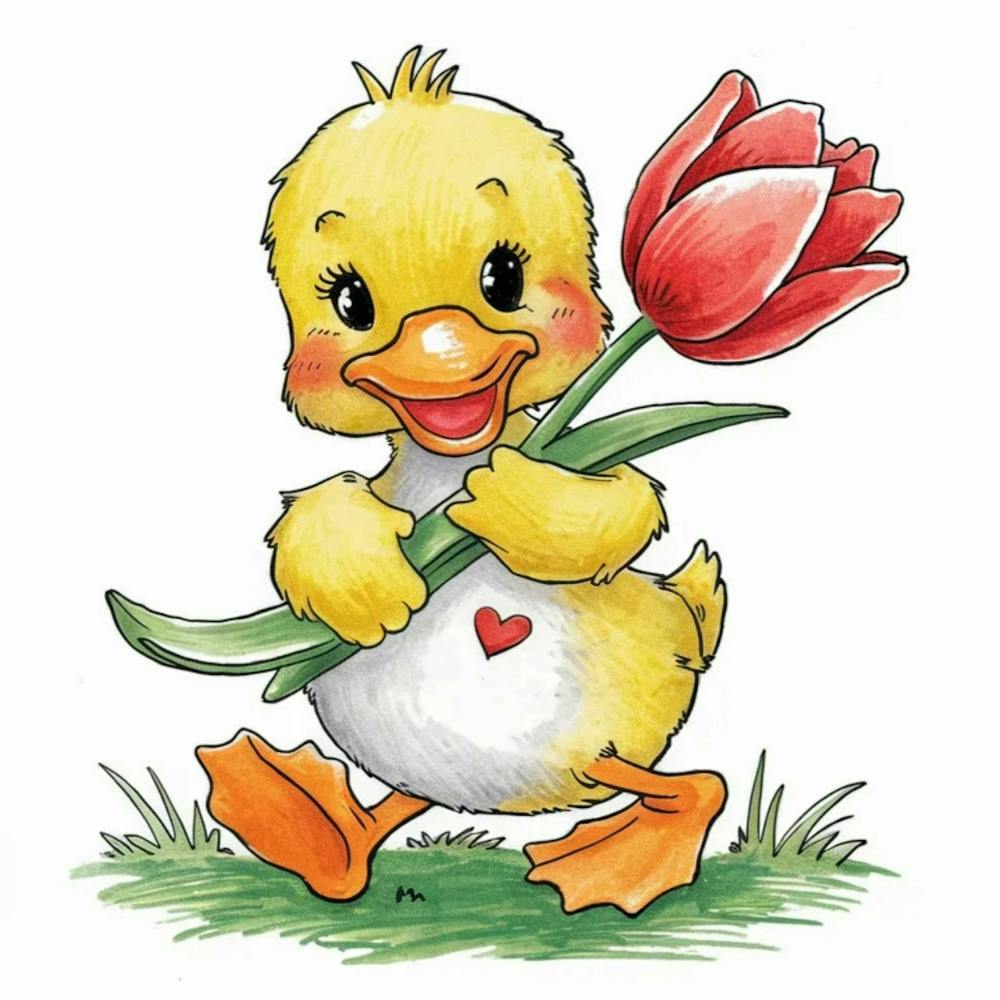 Duck With Tulip