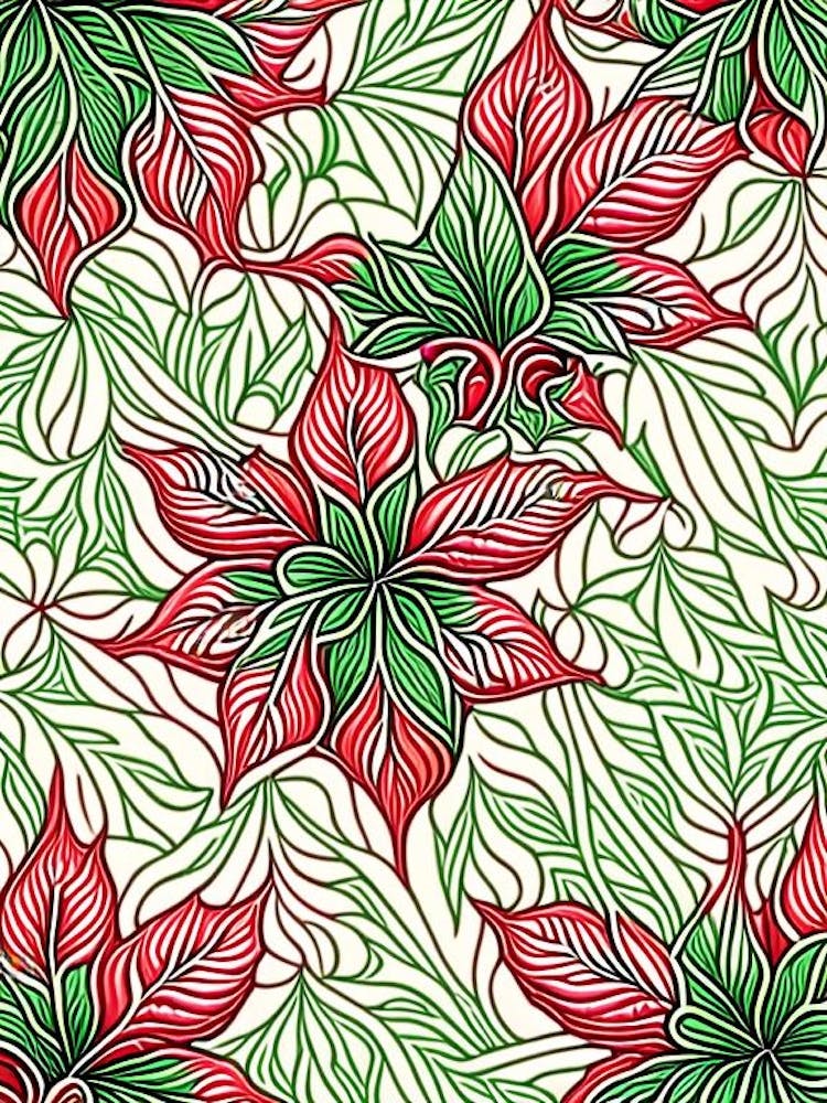 Poinsettia Leaf William Morris Inspired
