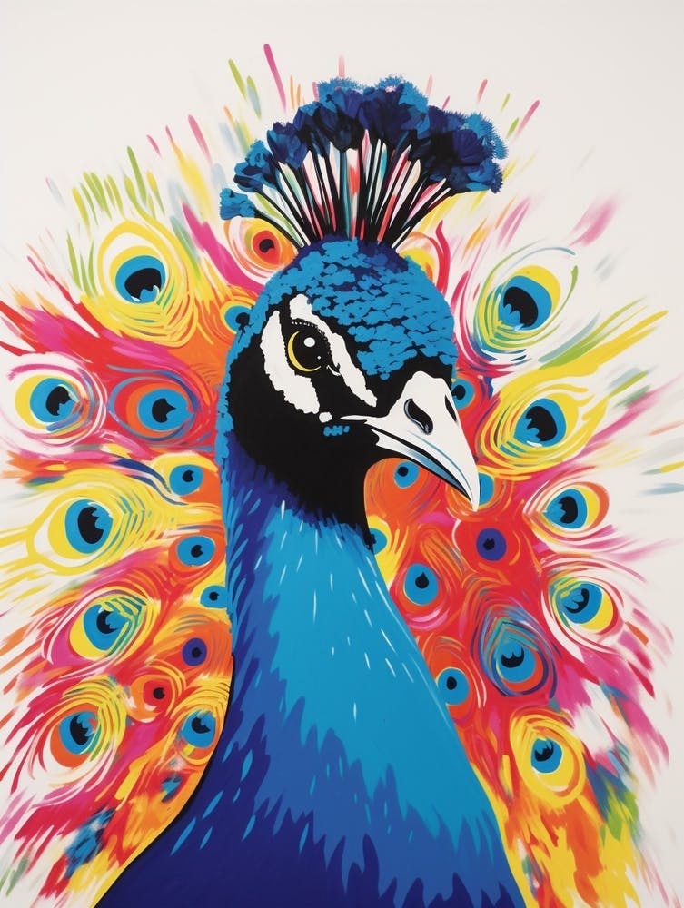 Oiseau Style Andy Warhol Paon 3