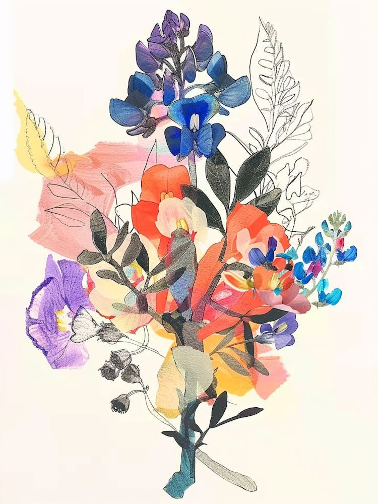Bluebonnet 3 Collage Flower Bouquet