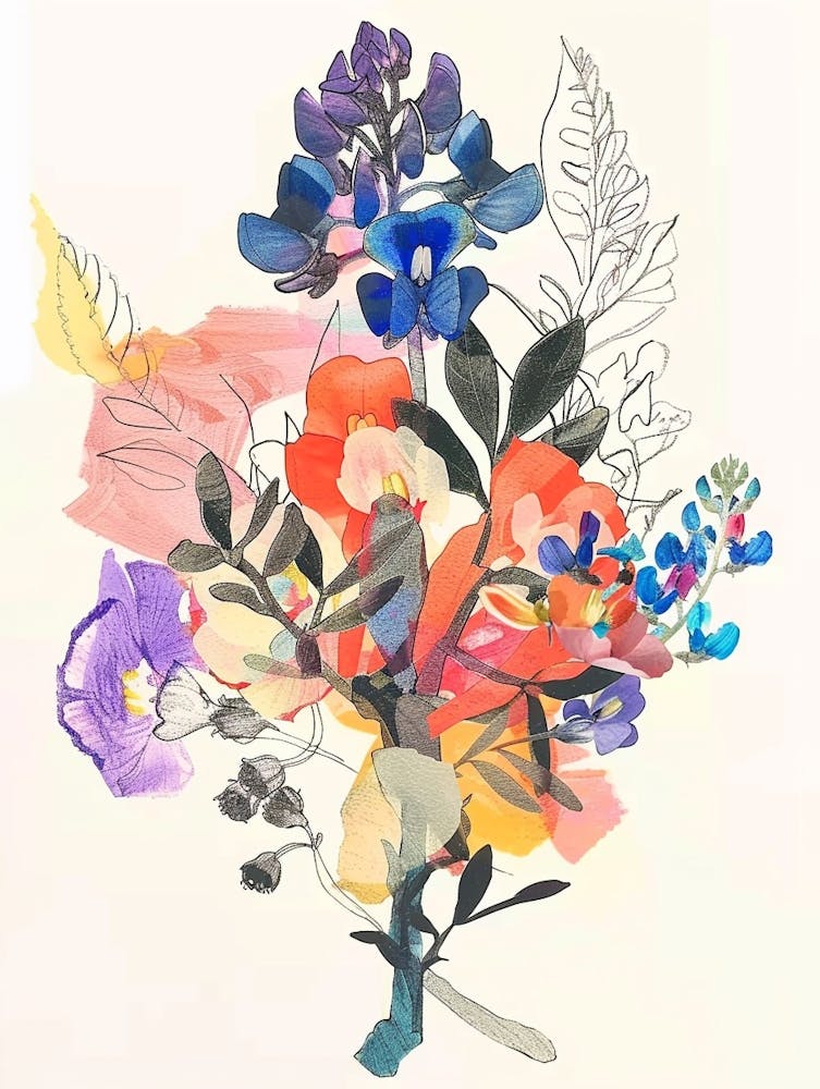 Bluebonnet 3 Collage Flower Bouquet