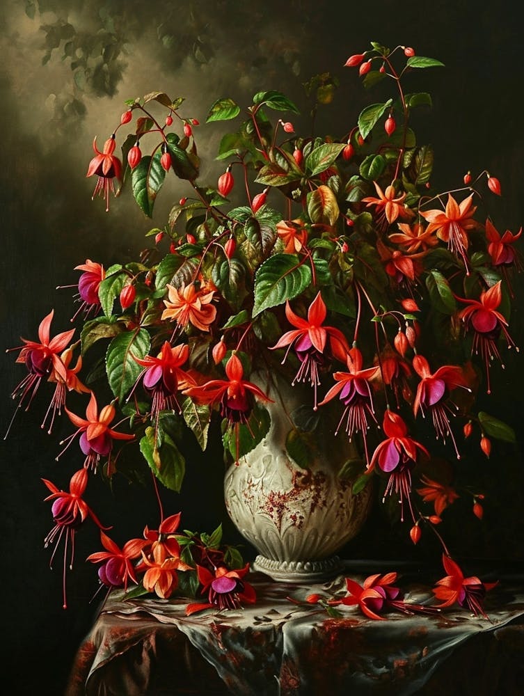 Baroque Floral Still Life Fuchsia 4
