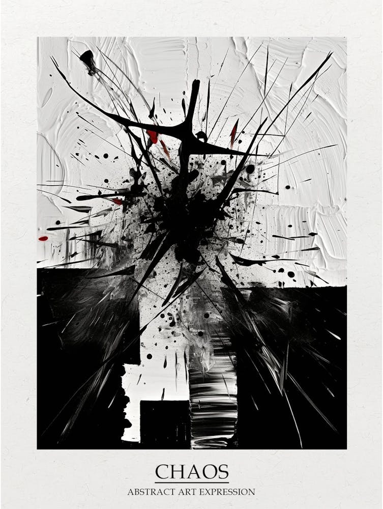 Chaos Abstract Black And White 10 Poster