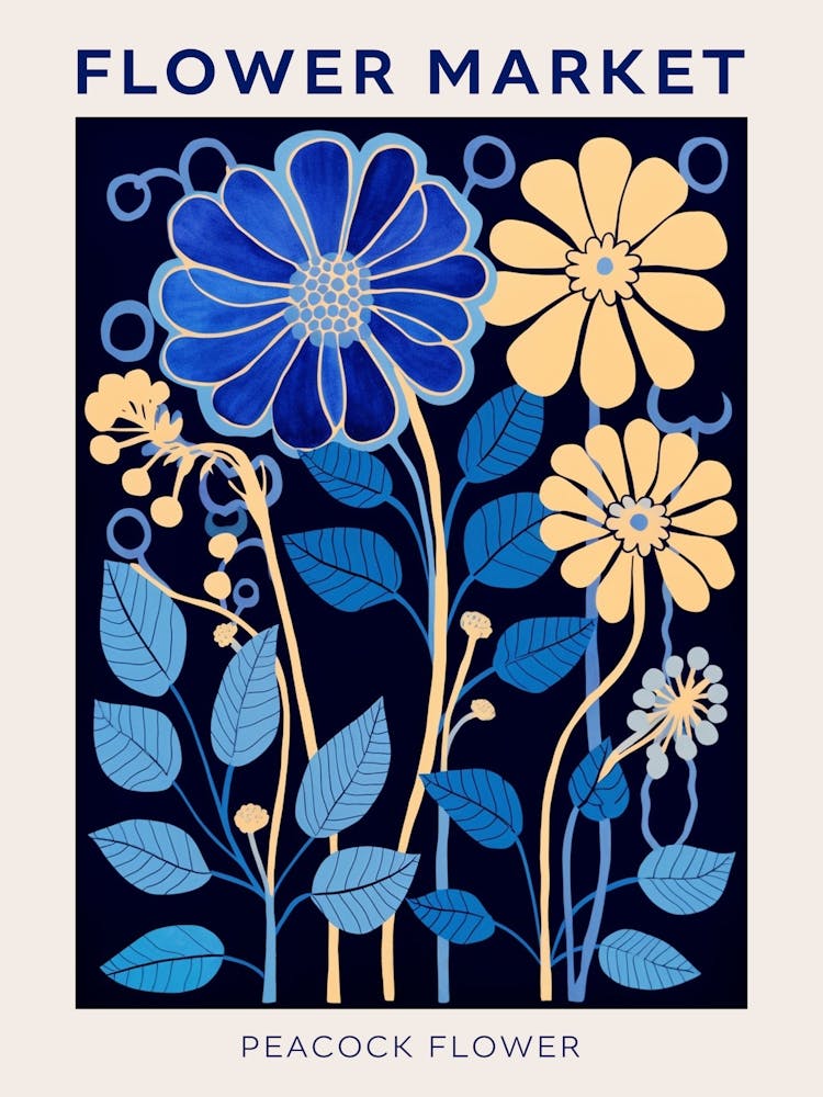 Blue Flower Market Poster Peacock Flower Market Poster 4