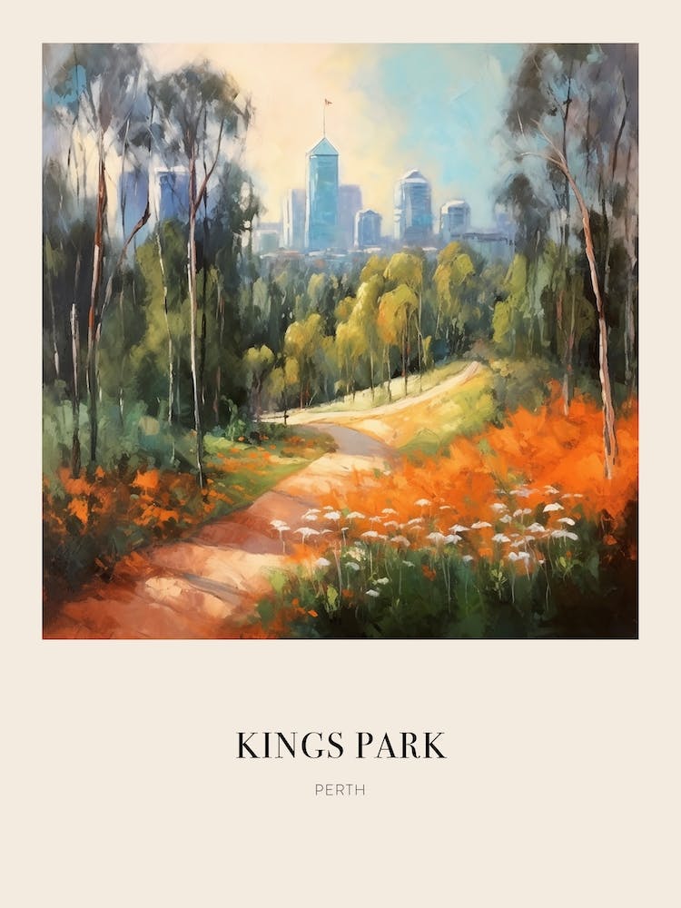 Kings Park Perth Australia Vintage Cezanne Inspired Poster