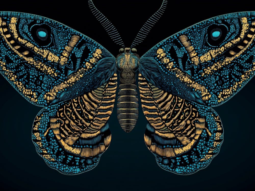 Moth On Black Background