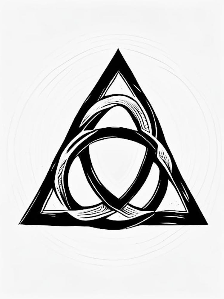 Triquetra, Symbole, Troisième Œil - Illustration Simple Noir et Blanc 1