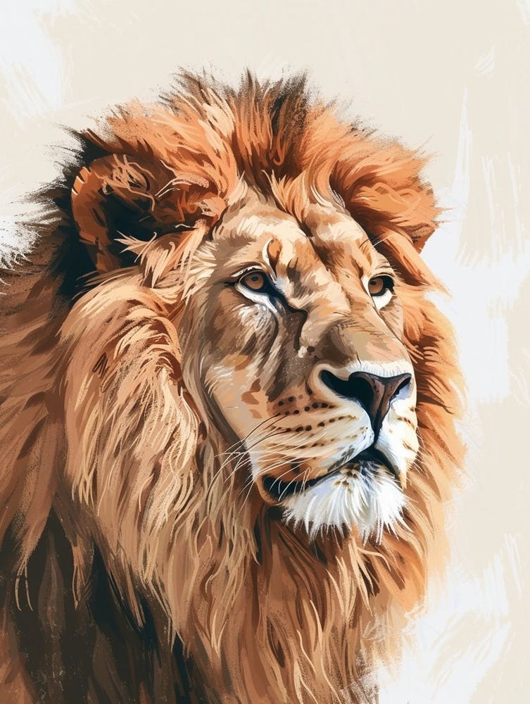 African Lion Portrait Close Up Clipart 2