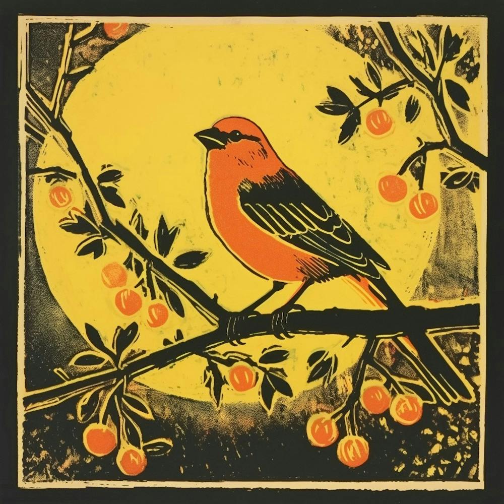 Retro Bird Lithograph American Goldfinch 3