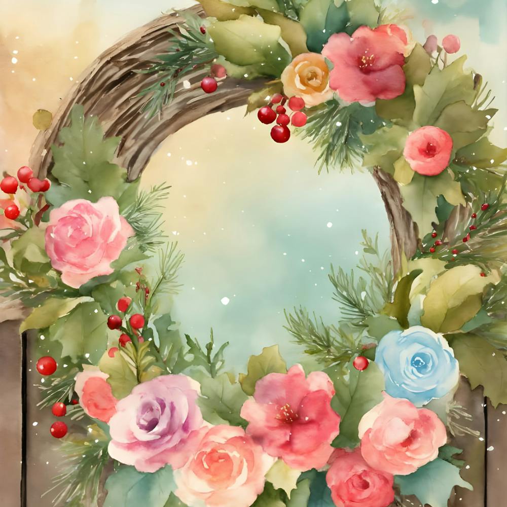 Watercolor Christmas Wreath