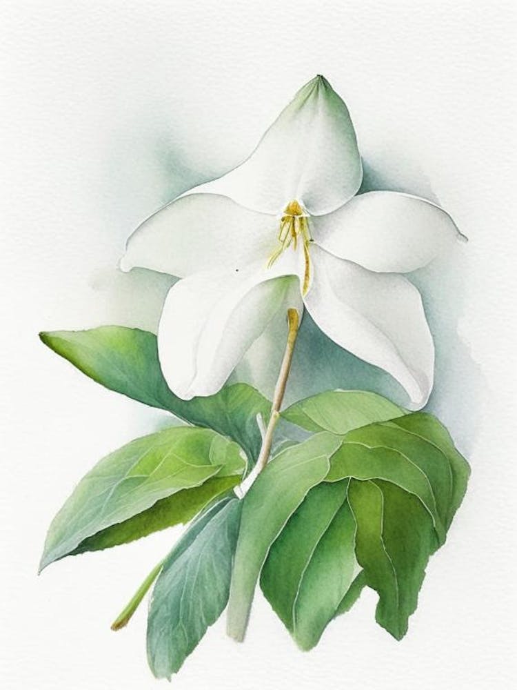 White Trillium Wildflower Watercolour 1