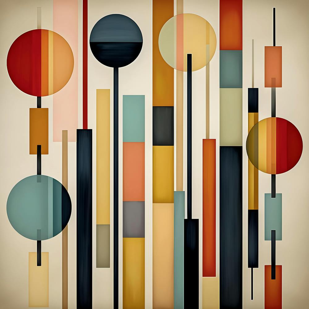 Art Géométrique Abstrait Moderne Décoration Murale Inspirée du Milieu du Siècle