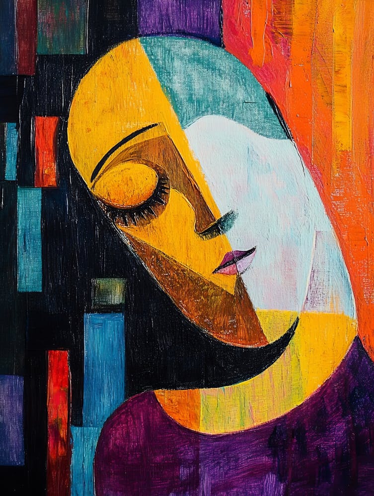 Acrylic Color Abstract Triangle Curve Square Circle Person